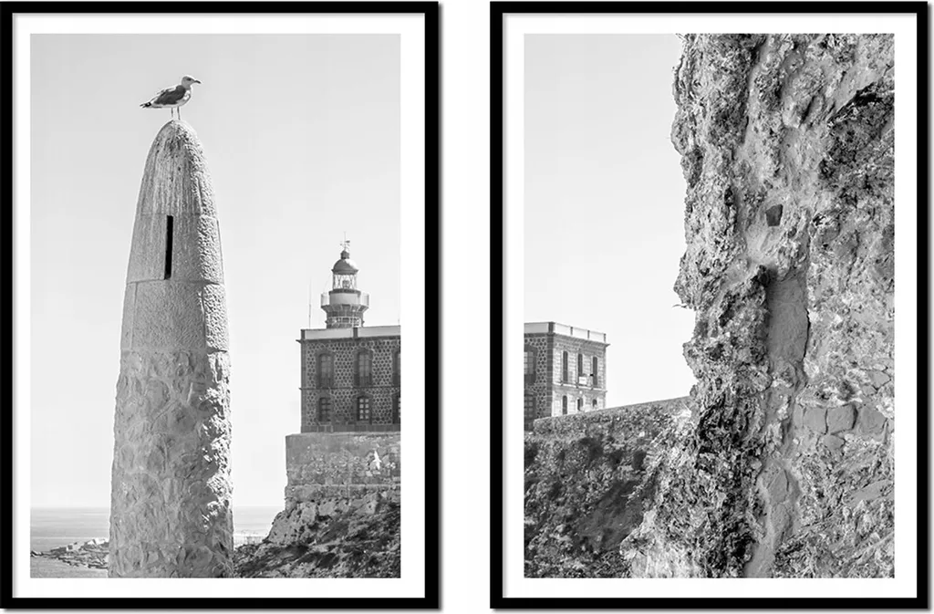 Tableaux Phare pour Salon : Lot de 2 Cadres Diptyque 53x73 cm P2142