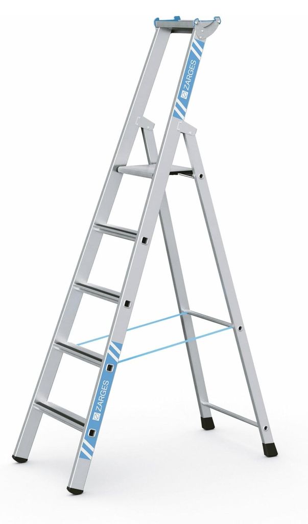Zarges gebördelte Stehleiter Saferstep S eloxiert 5 Stufen Produktbild 