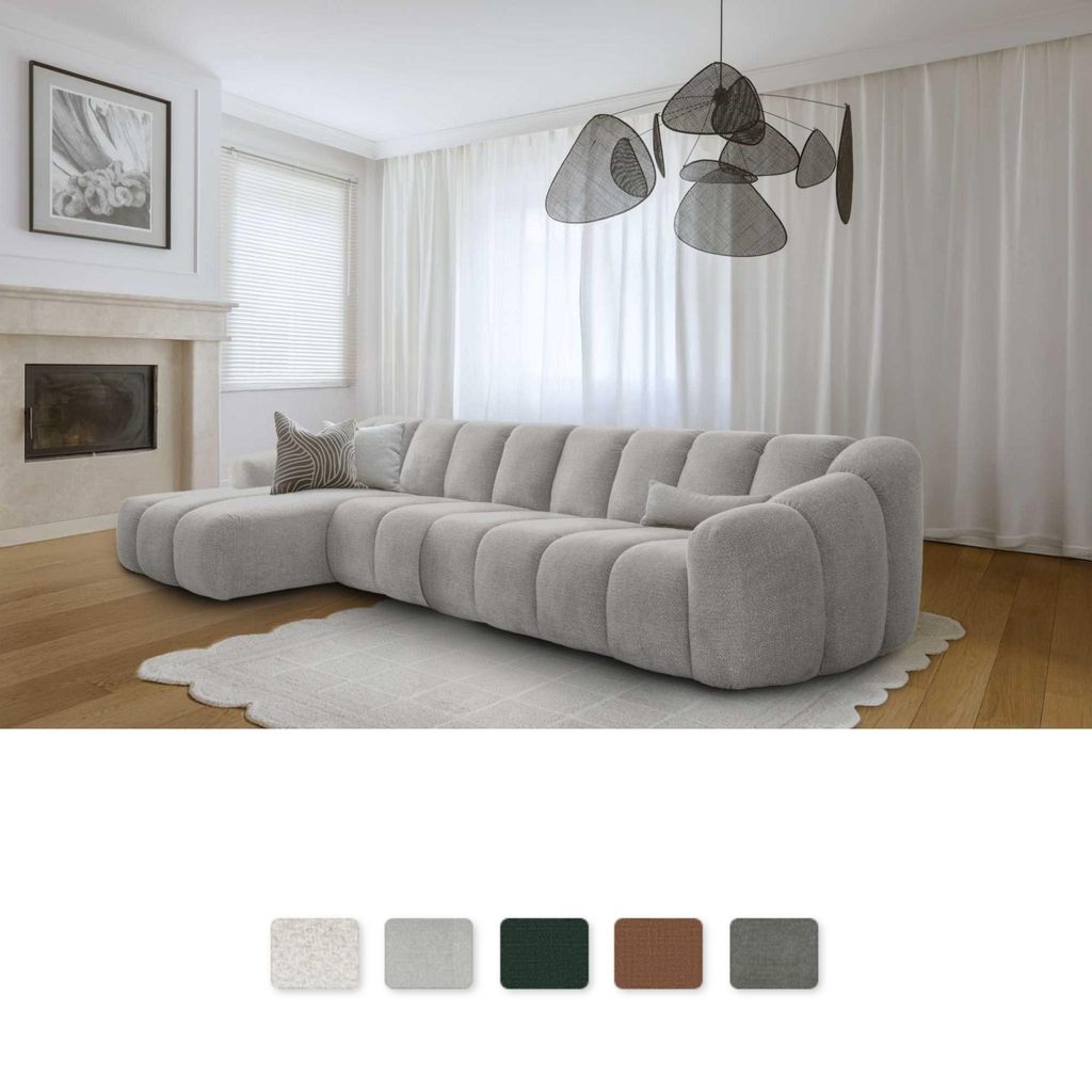 MIUFORM Shell M Sofa Armlehne LINKS - 325x165 cm - Hellgrau - Modulsofa Couch