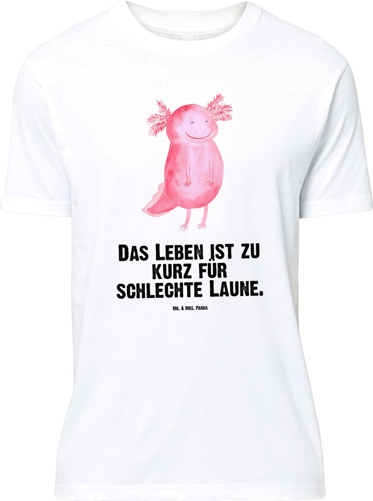 Mr. & Mrs. Panda Größe L T-Shirt Axolotl Glücklich - Weiß - Geschenk, Gute Laune, Lurch, Tshirt, gut Gelaunt, mit Spruch, Shirt, Lebensfroh, Sc...