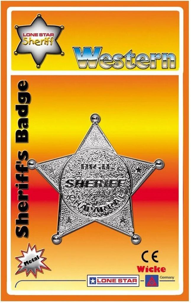 Silberner Sheriff-Stern aus Metall für Kinder & Erwachsene