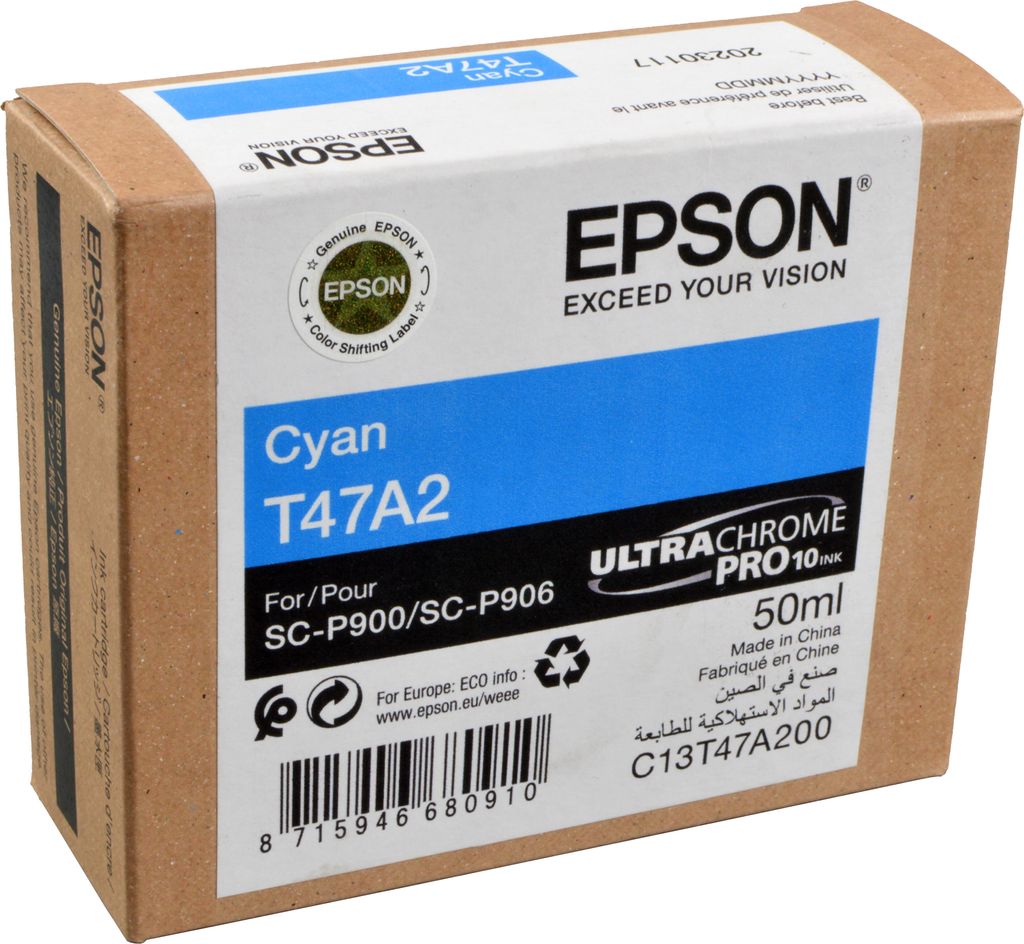 Epson T47A2, Cyan, Tinte auf Pigmentbasis, 50 ml, 1 Produktbild 