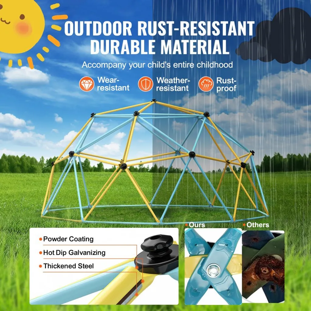Structure à grimper robuste 340kg - Dôme géométrique avec poignées