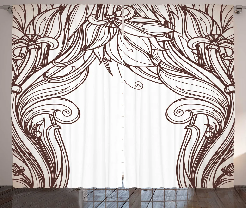Tenda Art Nouveau ABAKUHAUS 280x175 cm Marrone e Bianco per Camera