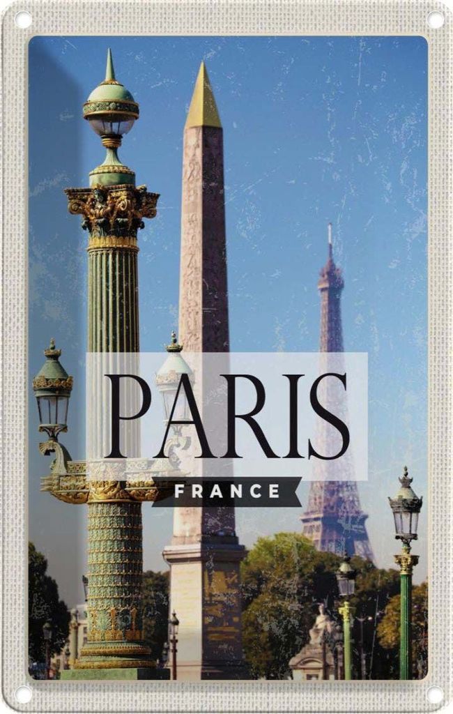 vianmo Blechschild 30x20 cm Paris France Architektur Retro Bildmotiv Reisemotiv Abenteuer Reisen Urlaub Häuser