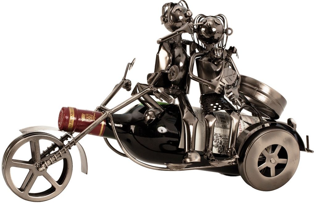 Paar auf Motorrad - Flaschenhalter Metall Wandbefestigung