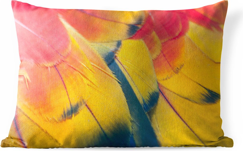 MuchoWow Outdoor Kissen - Gefiederstruktur eines Papageis - 50x30 cm - Wetterfest - Lounge Kissen - Sofa kissen - Wohnzimmer Dekoration