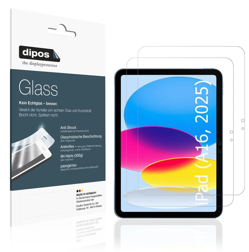 2x Schutzfolie für Apple iPad 11 Zoll A16 11. Gen 2025 - Produktbild 