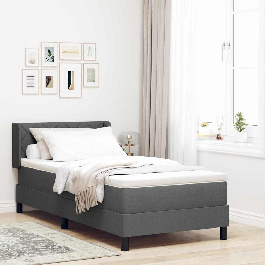 Maison Exclusive - Boxspringbett mit Kopfteil Dunkelgrau 200 x 90 cm Stoff