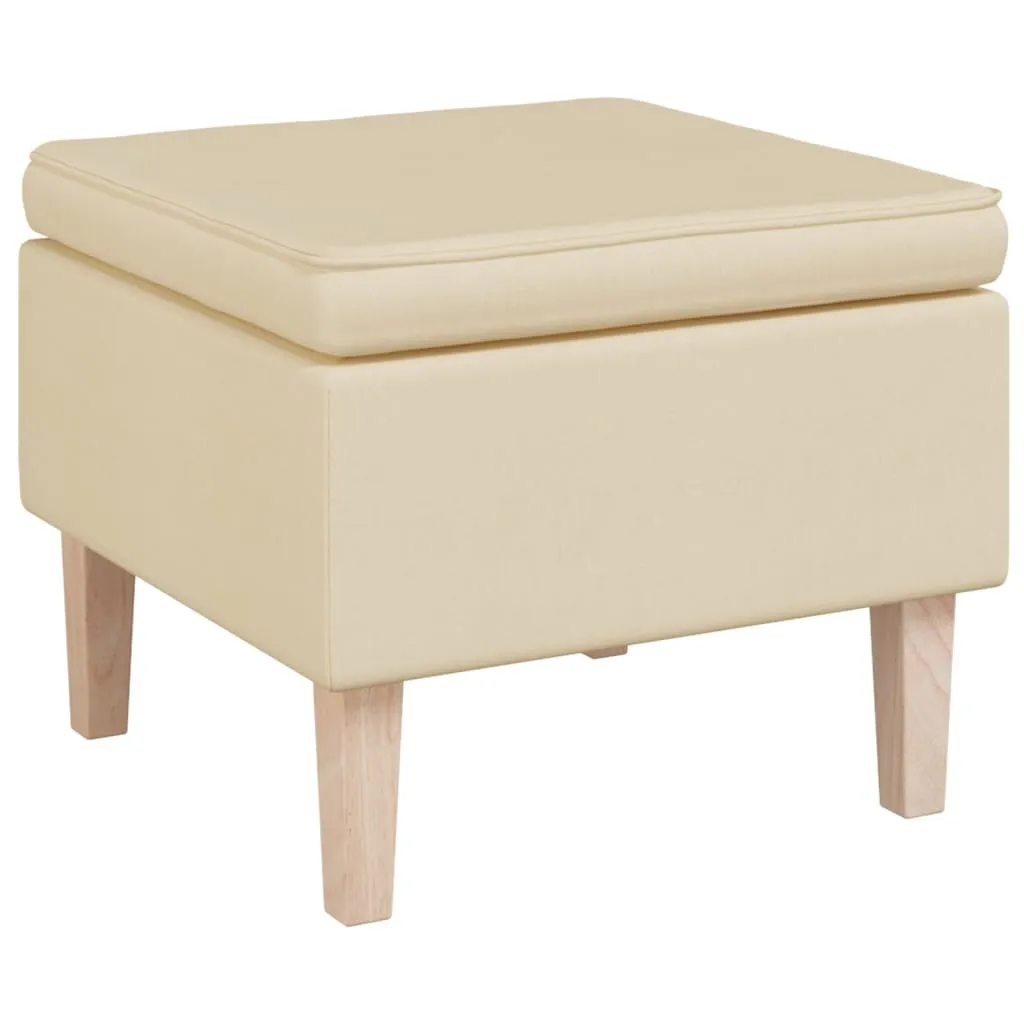 Poggiapiedi SYFAX Crema in Tessuto con Gambe in Legno - Arredo Salotto