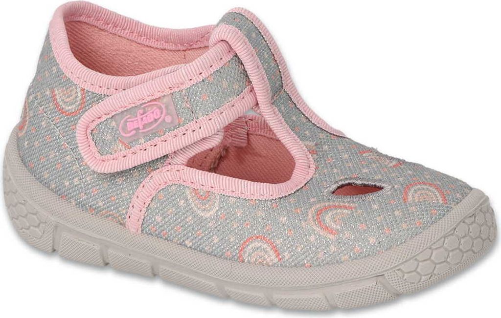 Hausschuhe Befado Honey 630P013 grau rosa flexible leichte höhere