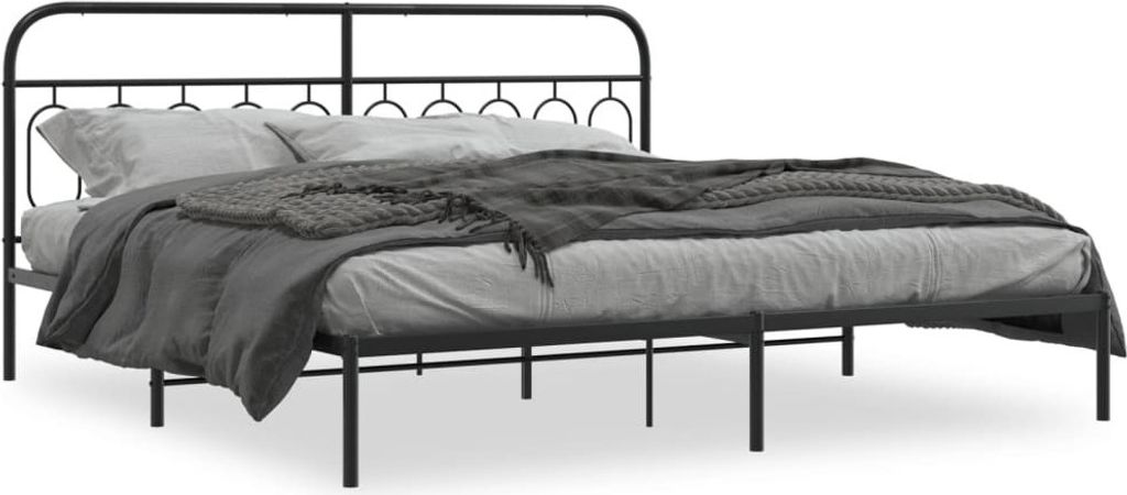 "2026 Promotion" Bettgestell moderne - mit Kopfteil - Metall Schwarz - 200x200 cm - Polsterbett CC22928
