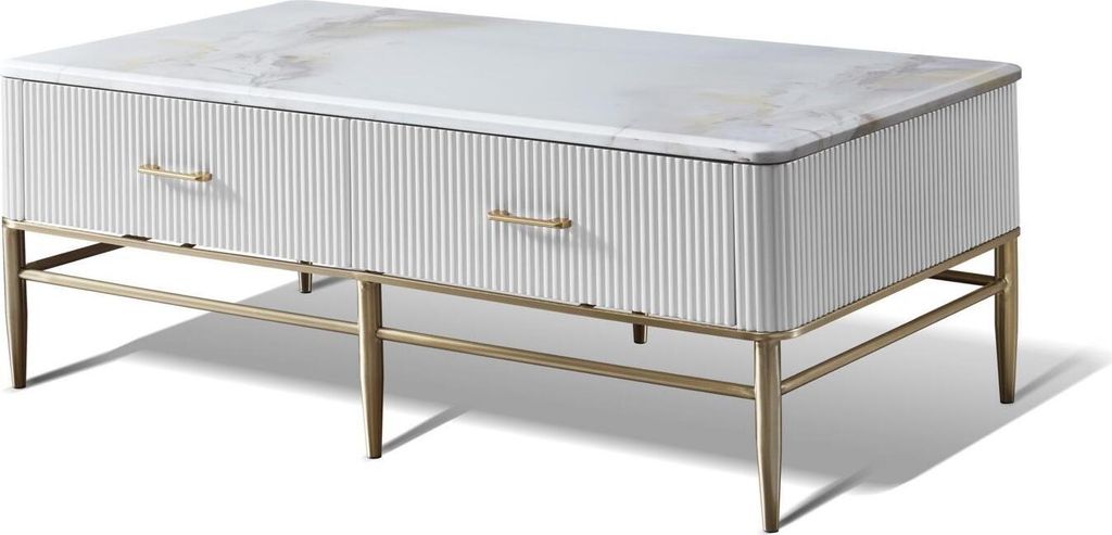 Tisch Couchtisch Luxus Wohnzimmer Italienische Möbel Tische Marmor Edelstahl Neu