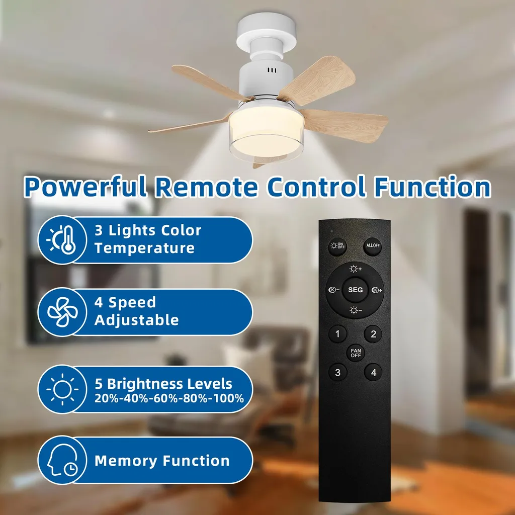 Ventilateur de plafond AIORBER avec éclairage LED et télécommande bois - 6