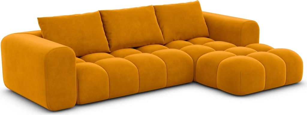 Samtstoff L-Form Sofa Lavera Senf Rechts