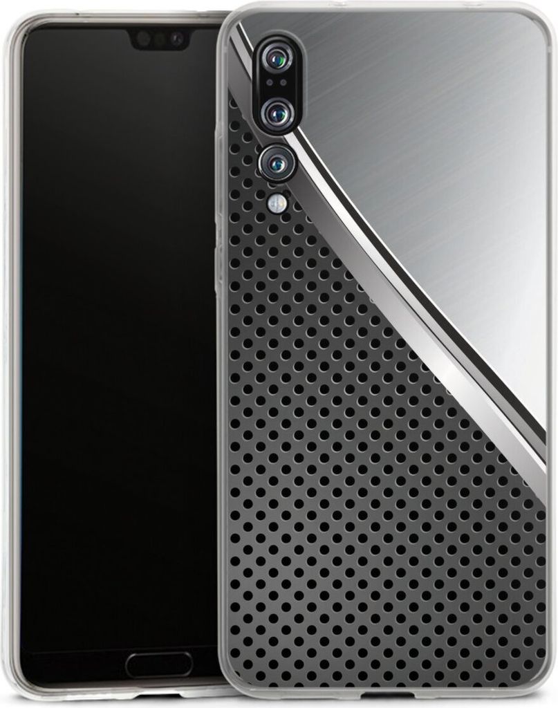 DeinDesign Handyhülle für Huawei P20 Pro Silikon Hülle Case Smartphone Schutzhülle Carbon Metall Stahl