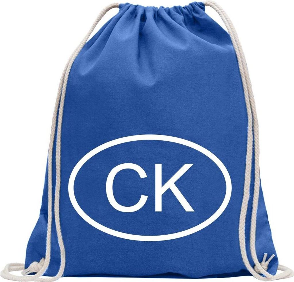 Kiwistar - Turnbeutel - royal - Cookinseln CK - Fun Rucksack Sport Beutel Gymsack Baumwolle mit Ziehgurt