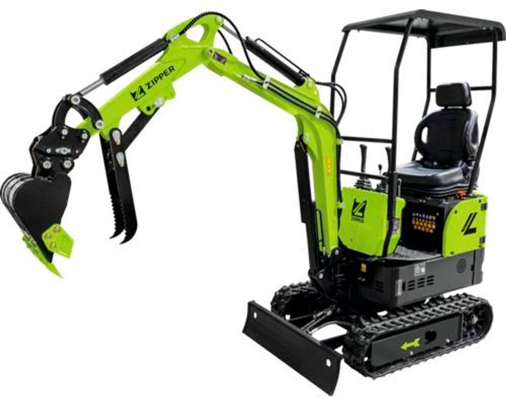 Minibagger Zipper ZI-MBG8500DS5, 7,8 kW Diesel, inkl. Schnellwechsler, Löffel, Schaufel 400 mm und 200 mm, 7,2 kN Reißkr