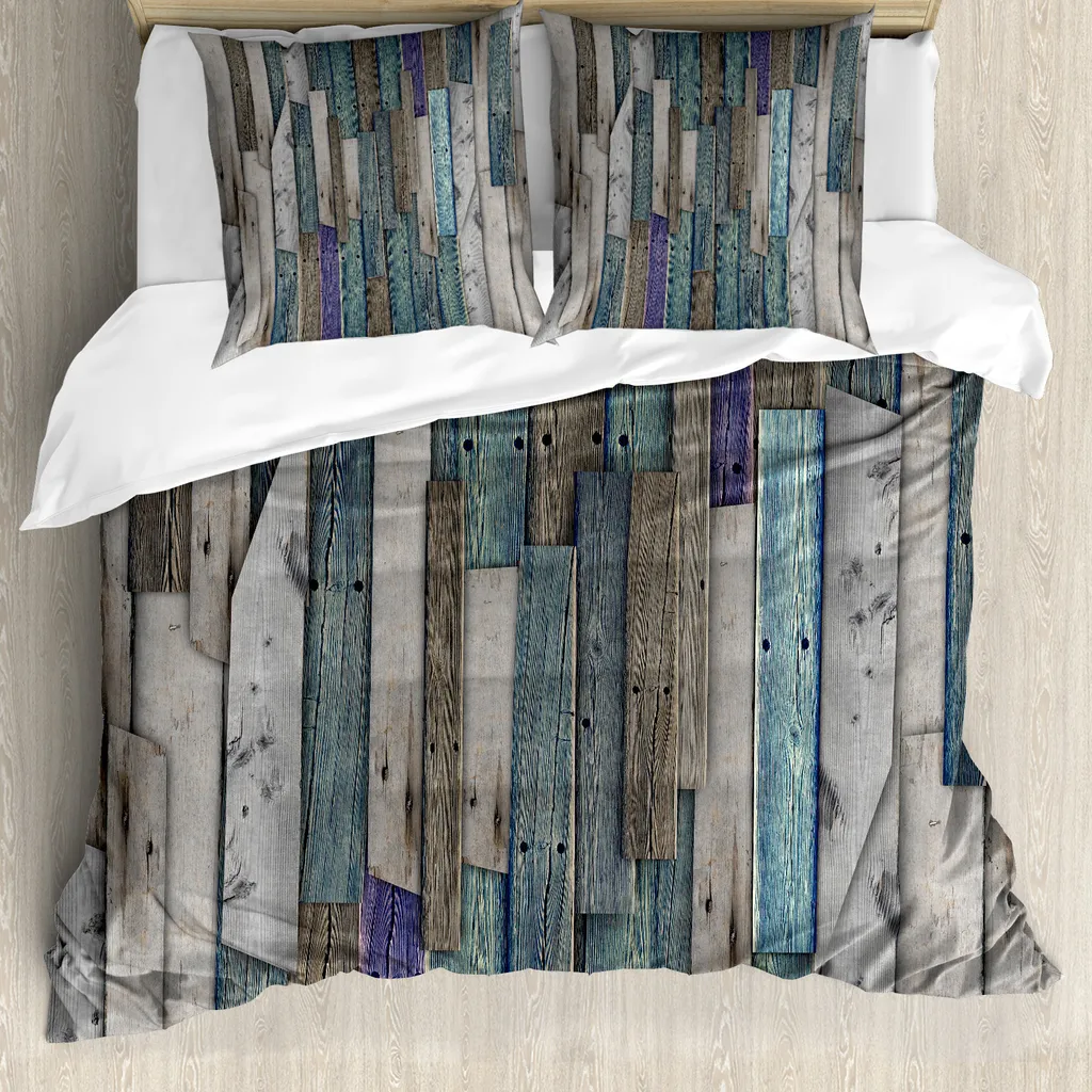 ABAKUHAUS Copripiumino Rustico Grunge Blu Grigio 200x200 Anallergico