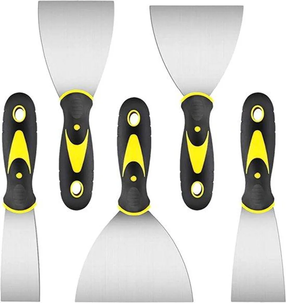 Kit de 5 grattoirs en acier inoxydable 40 à 98 mm avec manche plastique