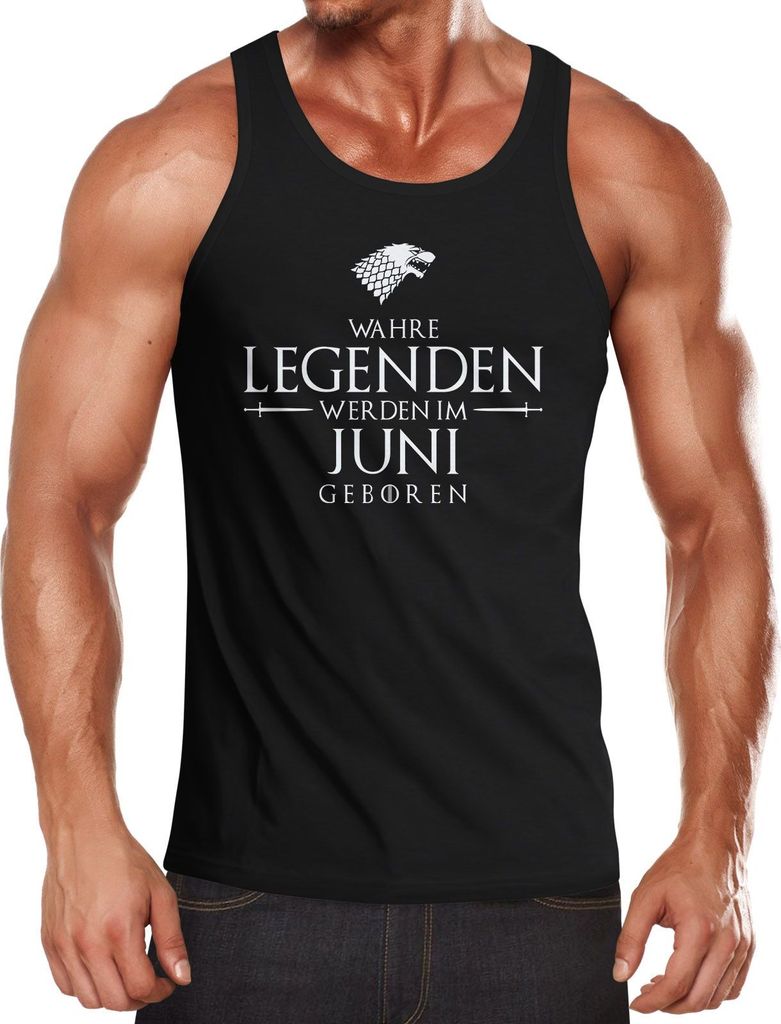 Herren Tanktop Wahre Legenden werden im Juni geboren Fun-Shirt Moonworks schwarz XL