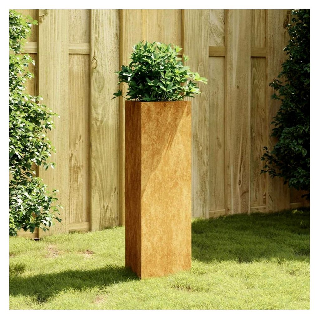 Pflanzkübel 30x26x75 cm Cortenstahl, Blumentopf für Garten, Balkon und Terrasse