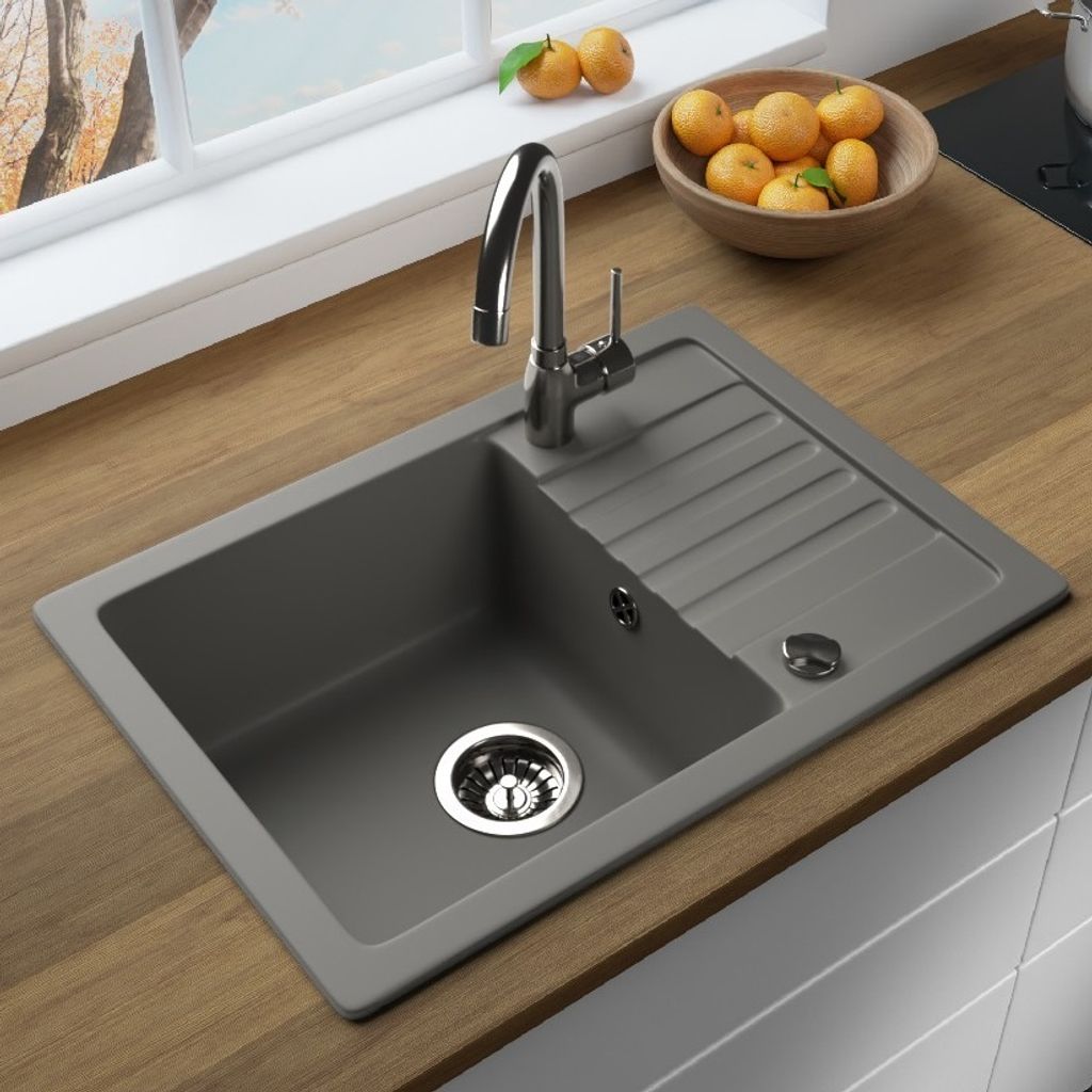 LINDBERGH® Granitspüle Grau "SIM33" inkl. Siphon Produktbild 