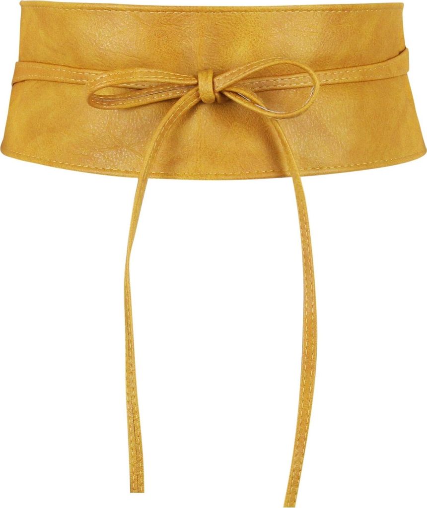 Damen Taillengürtel, breiter Wickelgürtel Obi Gürtel zum Schnüren Hüftgürtel Bindegürtel, Ocker