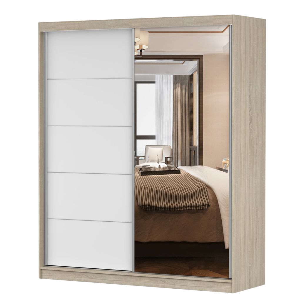 Schwebetürenschrank Kleiderschrank Bella 03, 183 cm, Produktbild 