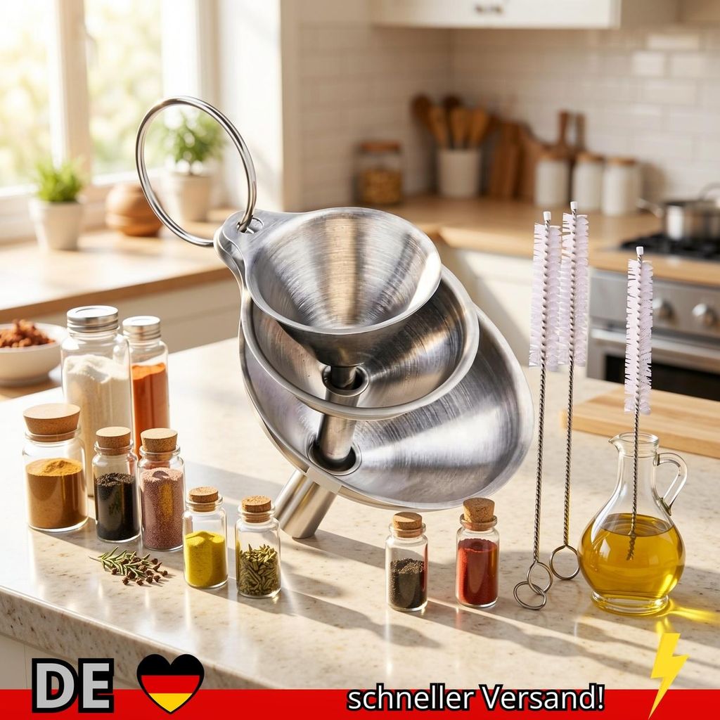 Edelstahl Trichter Set 5-teilig Küchen Trichter