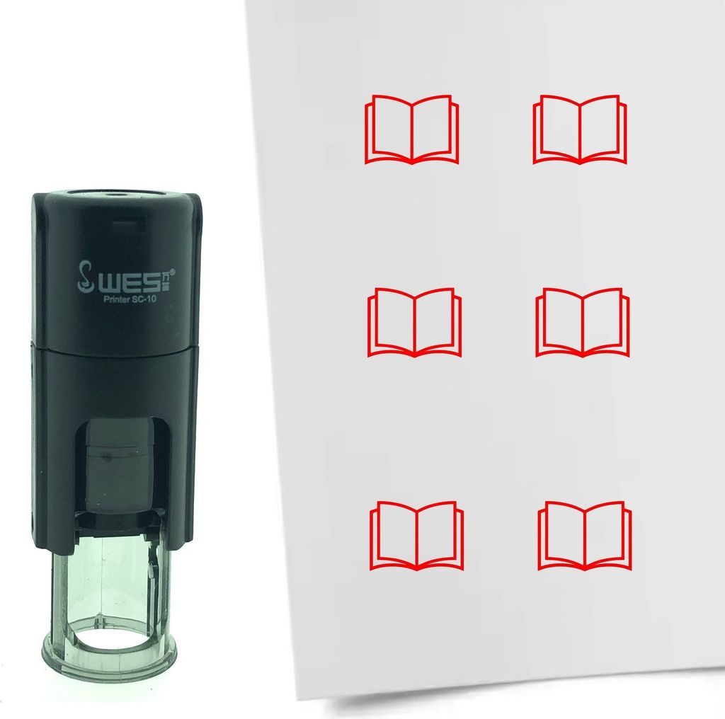 CombiCraft Selbstfärbender Stempel 'Buch' in der Farbe Rot, Ø10mm
