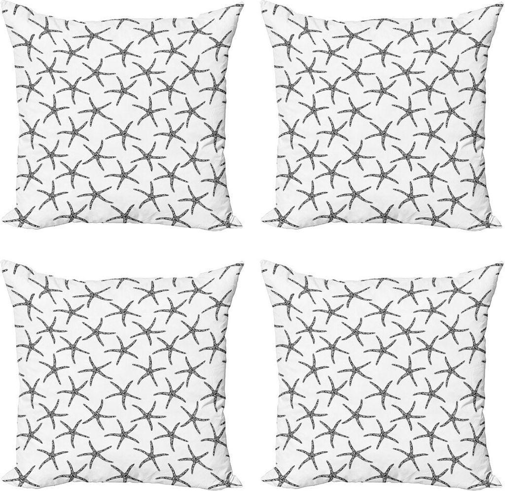 ABAKUHAUS Zentangle Kissenbezug Set (4 Stück), Marine Entwurf von Starfish, Moderner Doppelseitiger Digitaldruck, 45 cm x 45 cm, Charcoal Grau und...
