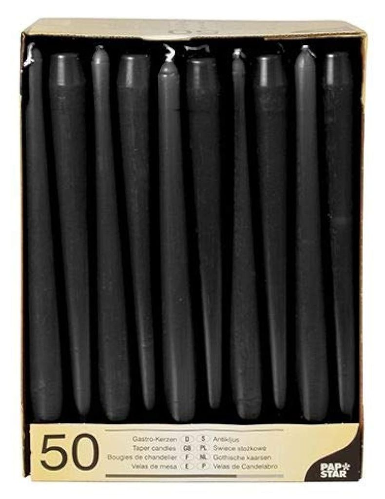 PAPSTAR  10392 PAPSTAR Leuchterkerzen, 22 mm, schwarz, 50er Zdjęcie produktu 