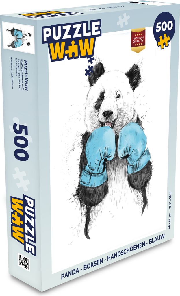 MuchoWow Puzzle 500 Teile Panda - Boxhandschuh - Blau - Denken - Spiel - Toy