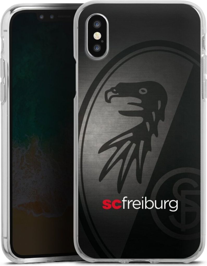DeinDesign Handyhülle für Apple iPhone X Silikon Hülle Case Smartphone Schutzhülle Metallic Look Offizielles Lizenzprodukt SC Freiburg