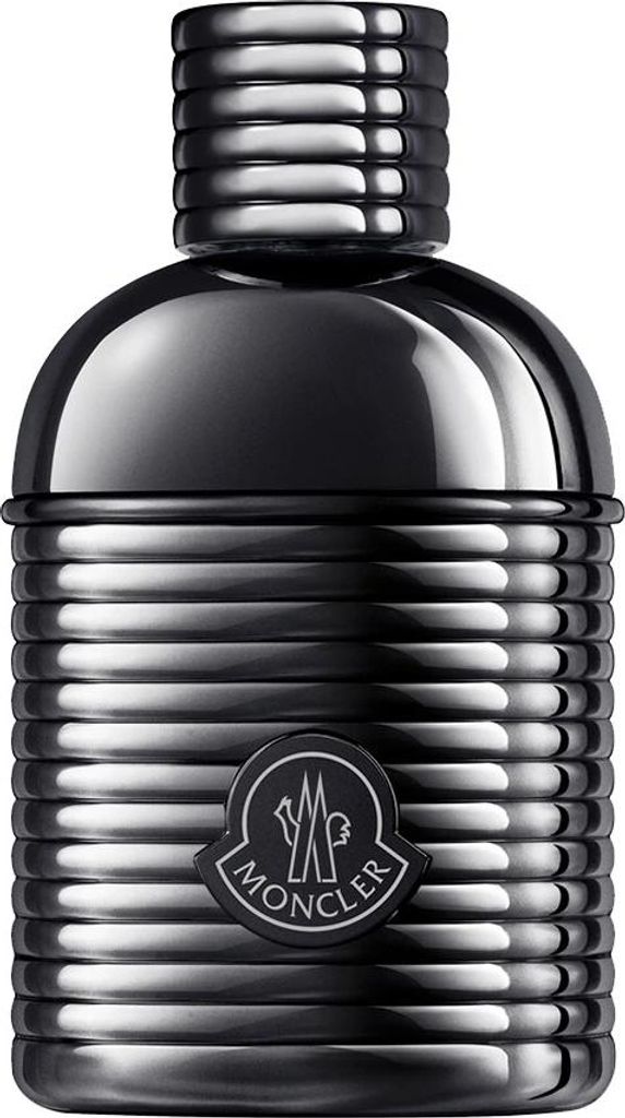 A black and silver bottle of Moncler Moncler Sunrise for Men EDP 60 ml.