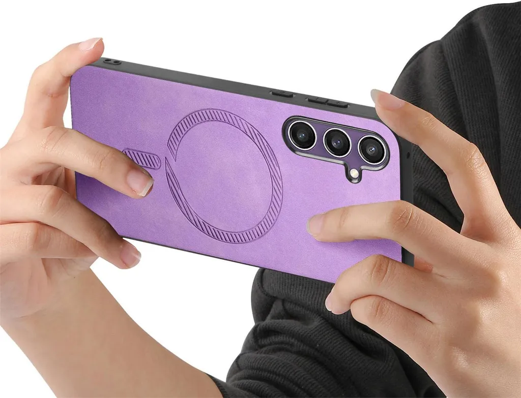 Custodia MagSafe per Samsung Galaxy S24 FE - Cover posteriore Phonesta Retro Vegan Leather - Viola - 3