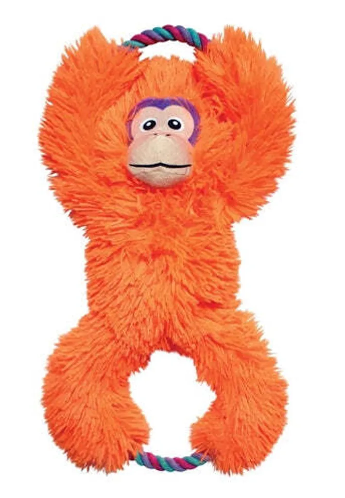 Kong Tuggz Monkey Doudou Orange XL - Jouet Robuste pour Grand Chien