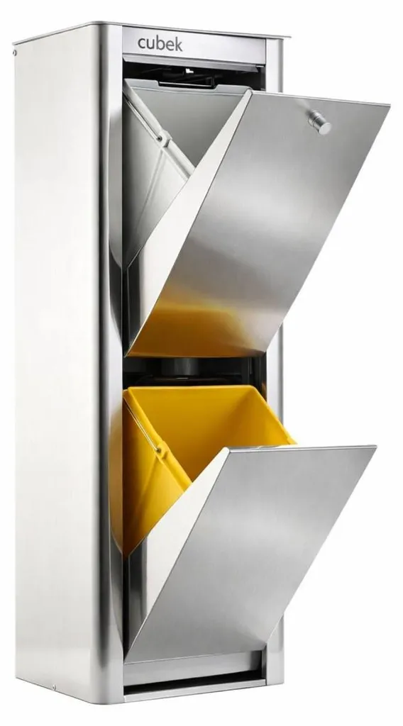 Poubelle de tri sélectif 40L DON HIERRO CUBEK en acier inoxydable