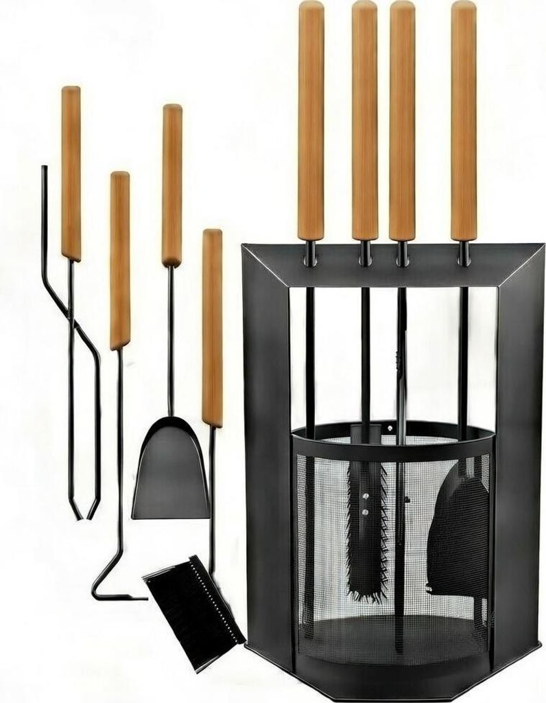 BLACK OAK Kaminbesteck DAVOS 5-teilig H60xB29xT16cm schwarz Produktbild 