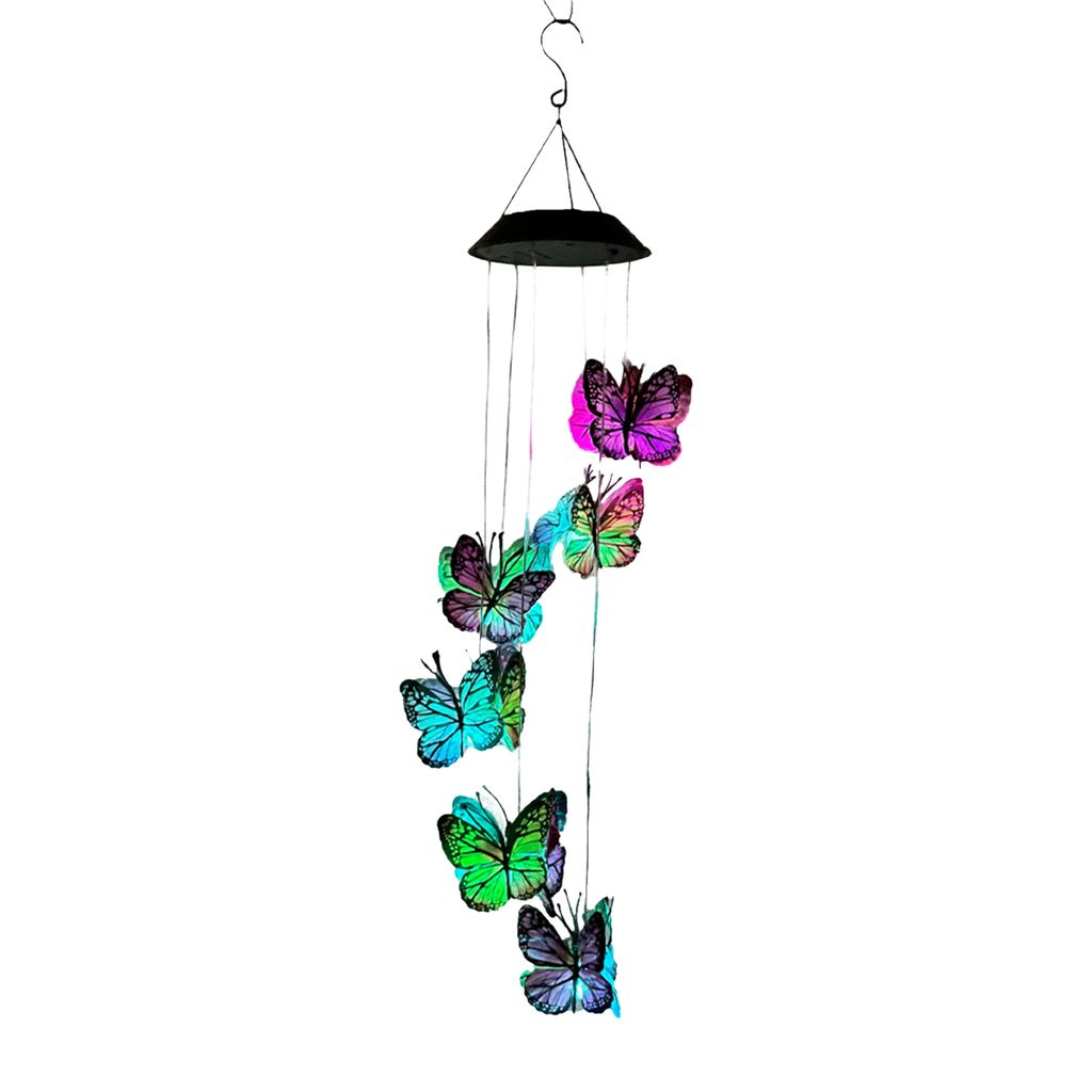 ValueLights Solar-Schmetterlings-Wandkunst Für Draußen – Mehrfarbige Garten-Deko Mit Abendbeleuchtung | Zaun-Ornament
