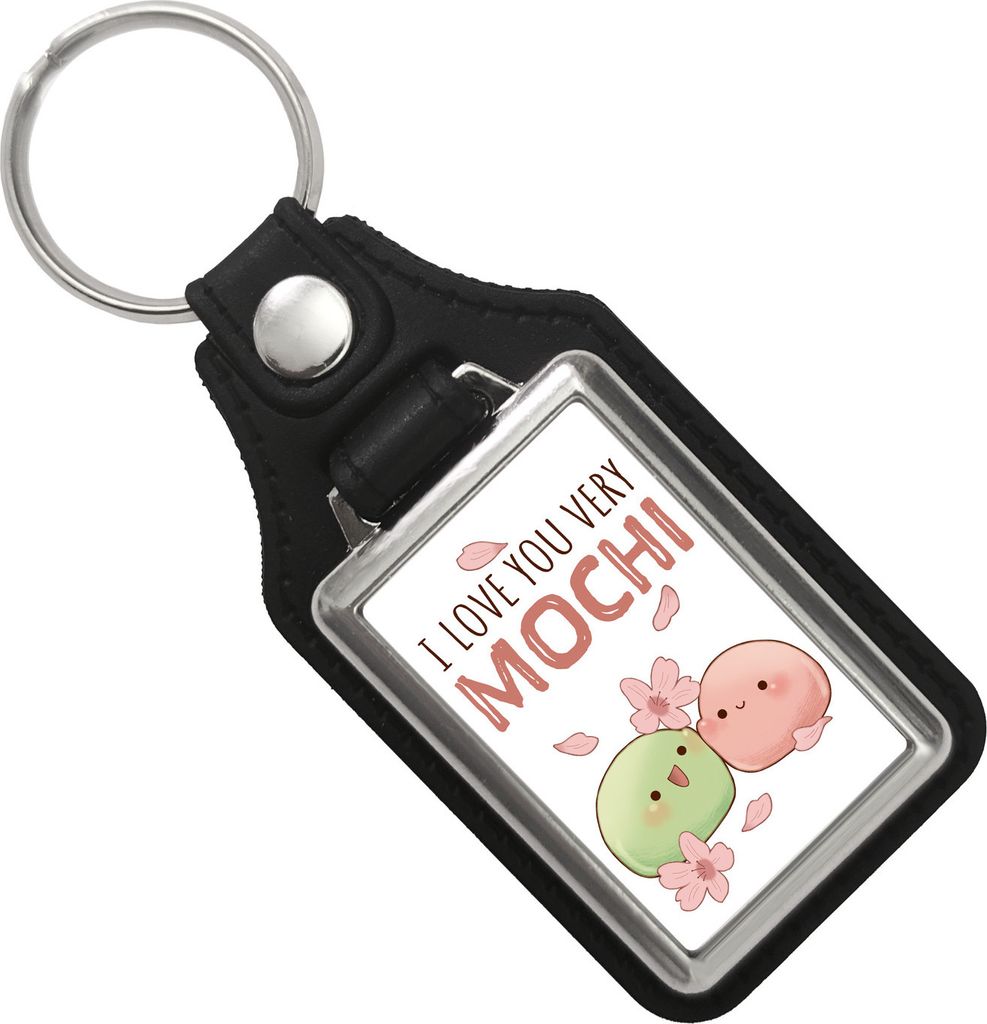 Mochi Paar Schlüsselanhänger mit Kunstleder-Anhänger mit Spruch I love you very