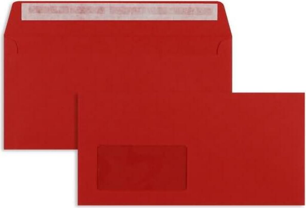 Briefumschläge DIN C6/5 100g/qm haftklebend Fenster VE=100 Stück intensivrot