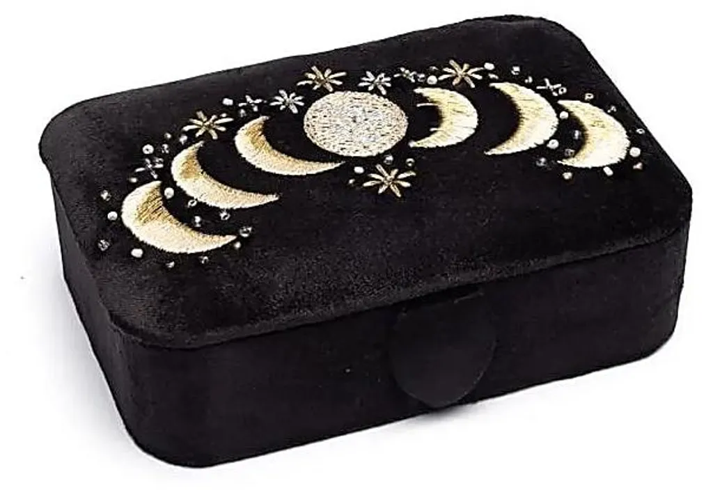 Rangement cartes de tarot velours noir lune pour autel ésotérique