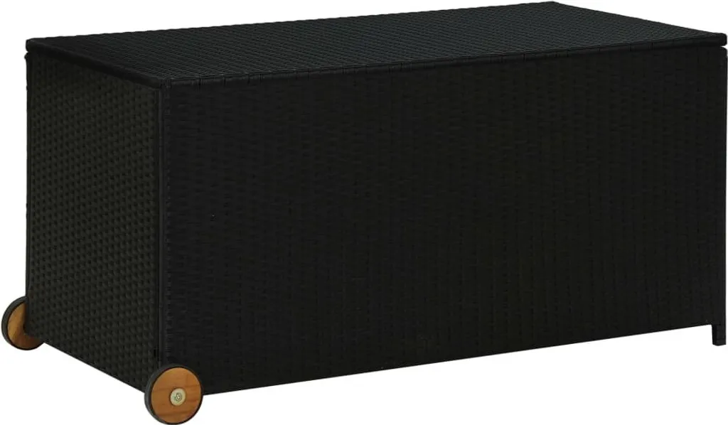 Contenitore da Giardino Nero 120x65x61 cm Poly Rattan | Baule Esterno