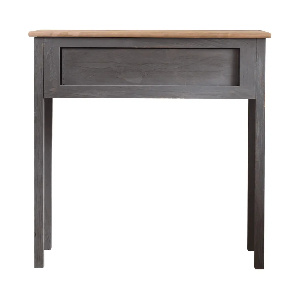 Console en Bois de Paulownia Bleu Style Vintage avec Tiroir Pratique