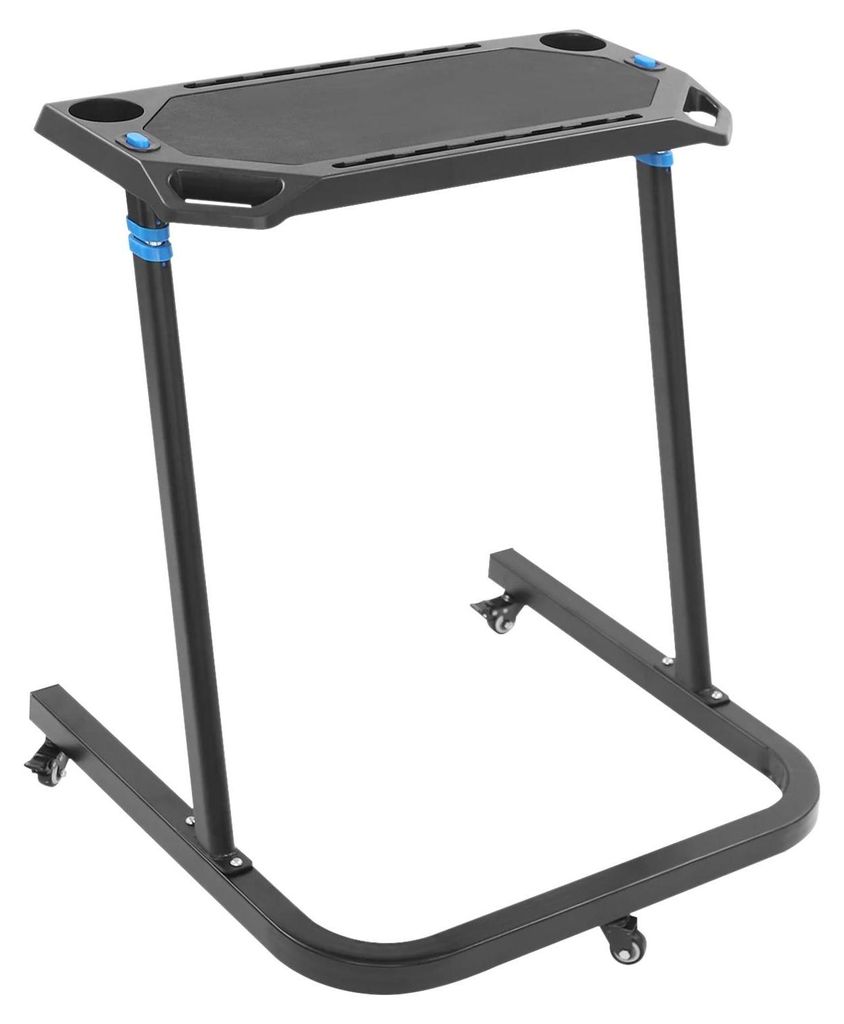 Mobiler Fahrradtrainer-Tisch - Höhenverstellbarer Schreibtisch 82–120 cm - Klappbar - Feststellrollen - Belastbar bis 50 kg - Schwarz