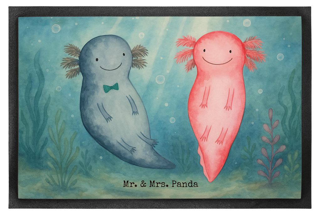Mr. & Mrs. Panda Fussmatte Axolotl Liebe Design 40 x 60 cm - Weiß - Geschenk, Freund, Valentinstag, für Frauen, Mitbringsel, Schmutzfangmatte, Ho...
