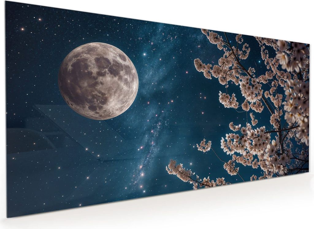 Küchenrückwand Spritzschutz Glas mit Motiv Mondblumen Nacht 40 x 40 cm