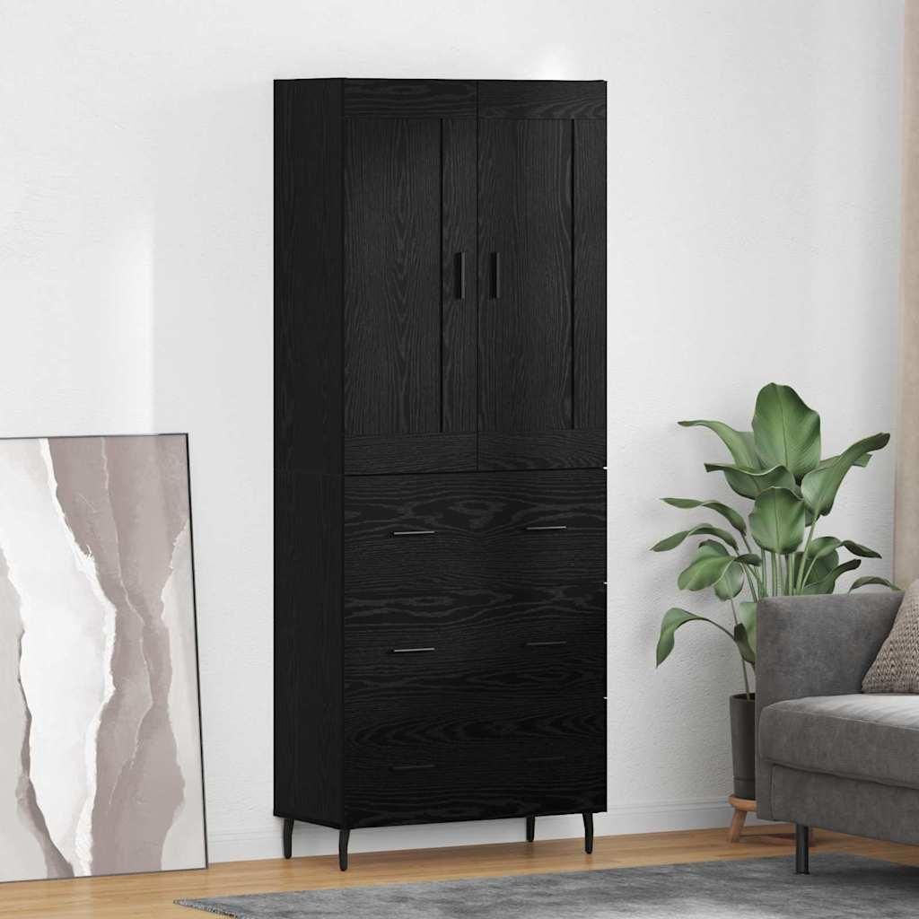 "Schlussverkauf" Highboard 2 Stück - Standschrank Mit Stauraum - Schwarz Eichen-Optik Holzwerkstoff C6606